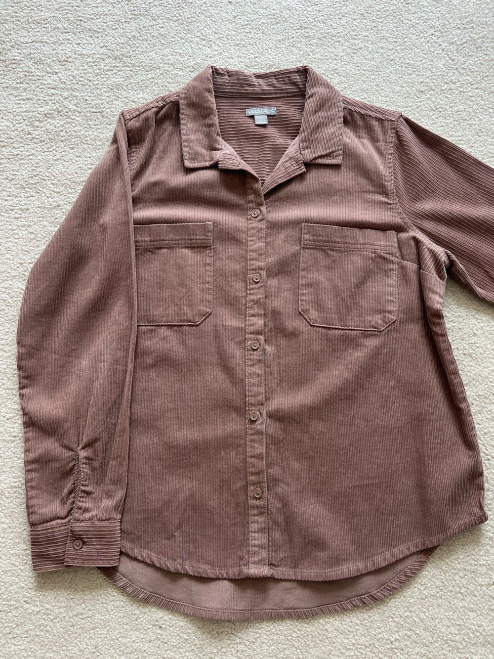 Falls Creek Women's Corduroy Button-Down Shirt in Mauve Brown